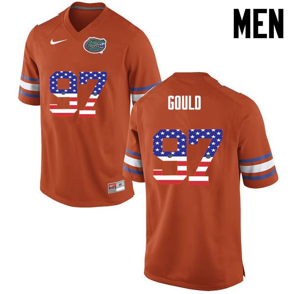 NCAA Florida Gators Jon Gould Men's #97 USA Flag Fashion Nike Orange Stitched Authentic College Football Jersey KEY0364KO